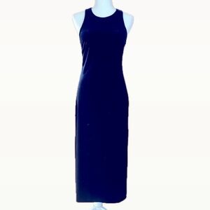 ANN TAYLOR Velvet Sheath Dress with Criss‎ Cross Back, Navy Blue, 2